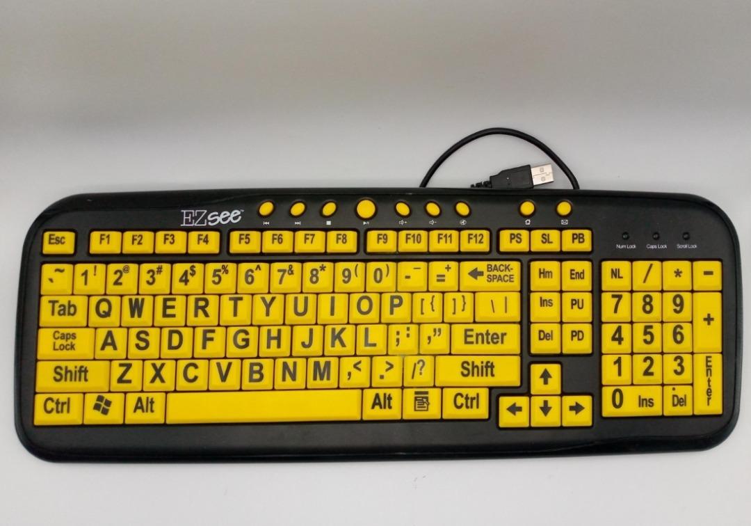 EZSEE Large Print Keyboard Bold Black Prints on Yellow Keys Keyboard