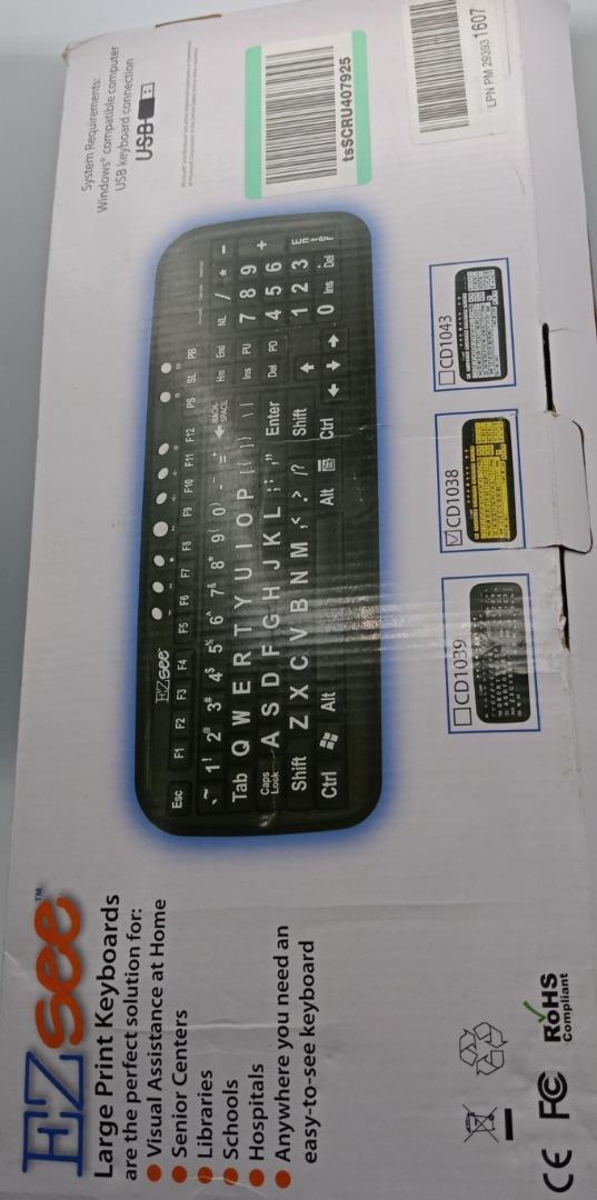 EZSEE Large Print Keyboard Bold Black Prints on Yellow Keys Keyboard