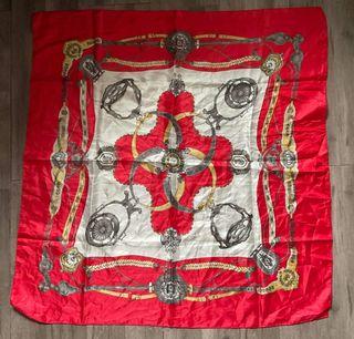 Red French Style Silk Scarf 33" inches
