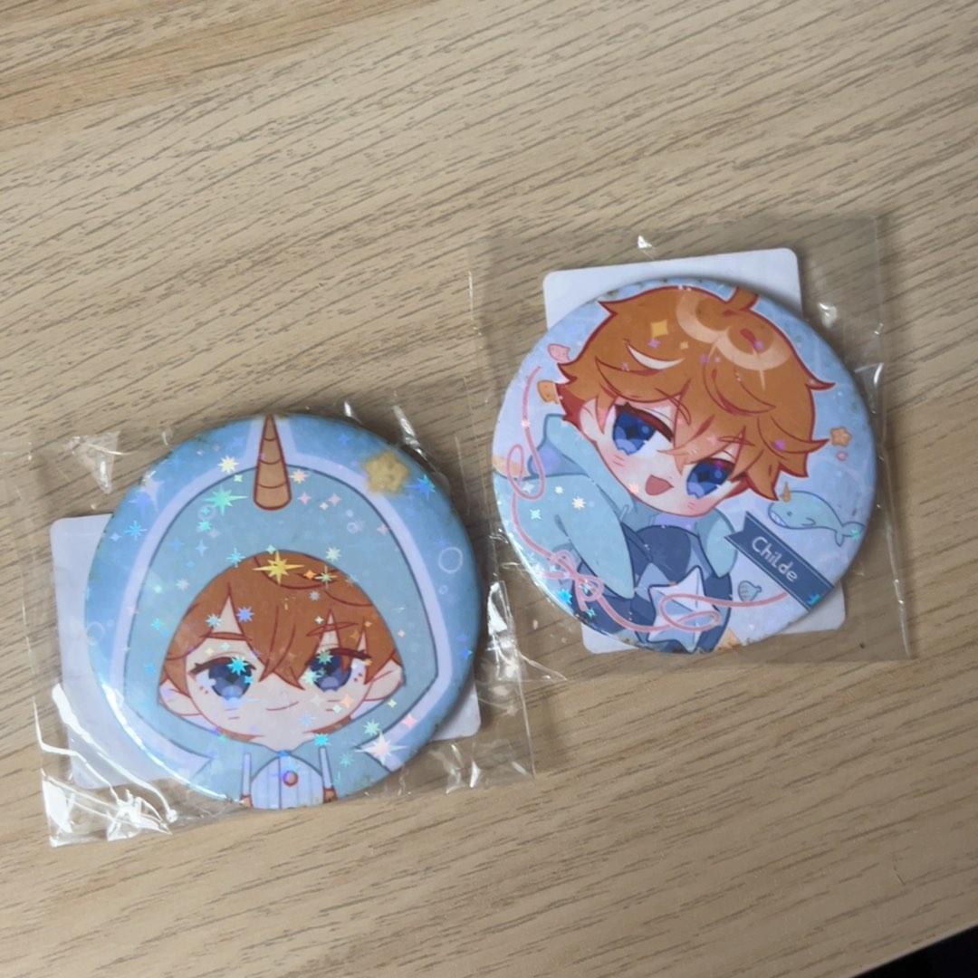 Genshin Impact Childe/ Tartaglia Whale Badge, Hobbies & Toys, Toys