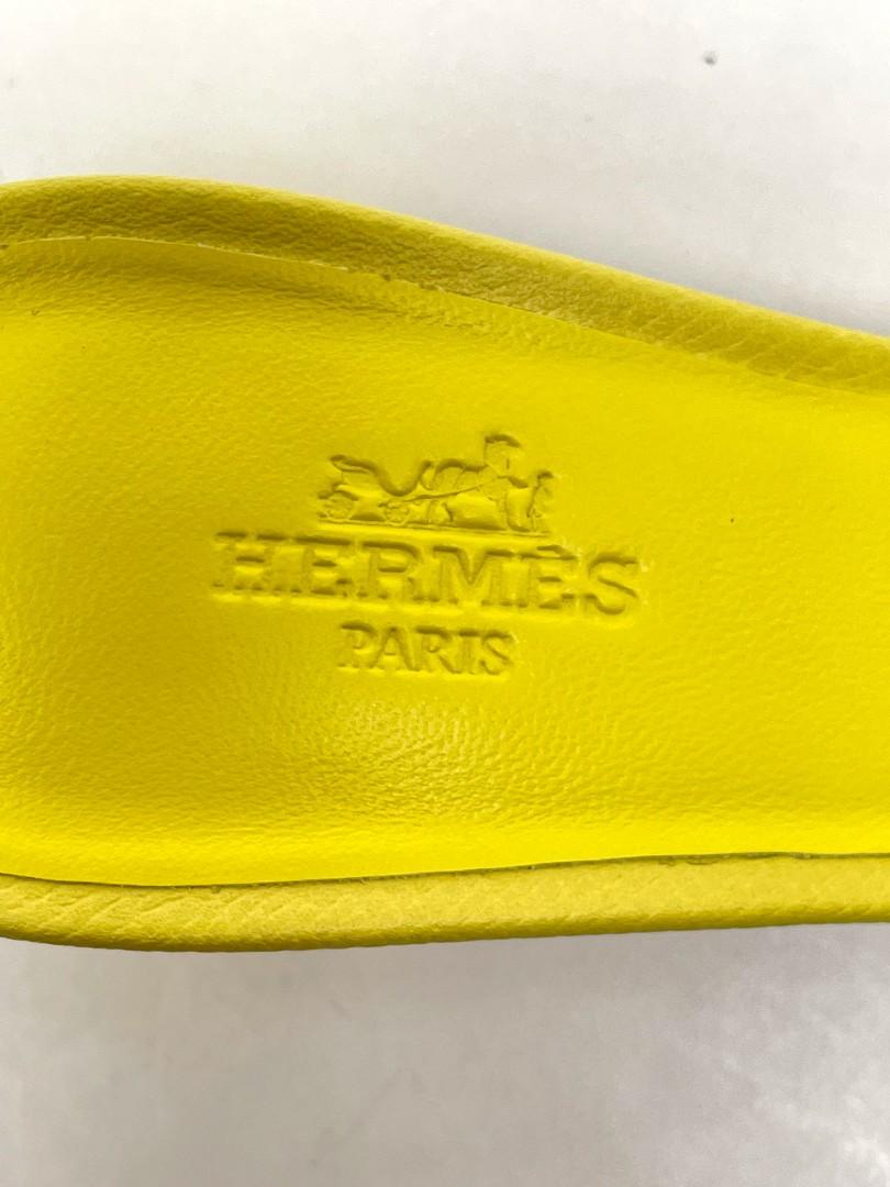 Hermes Oran Sandals Yellow Epsom, Luxury, Sneakers & Footwear on Carousell
