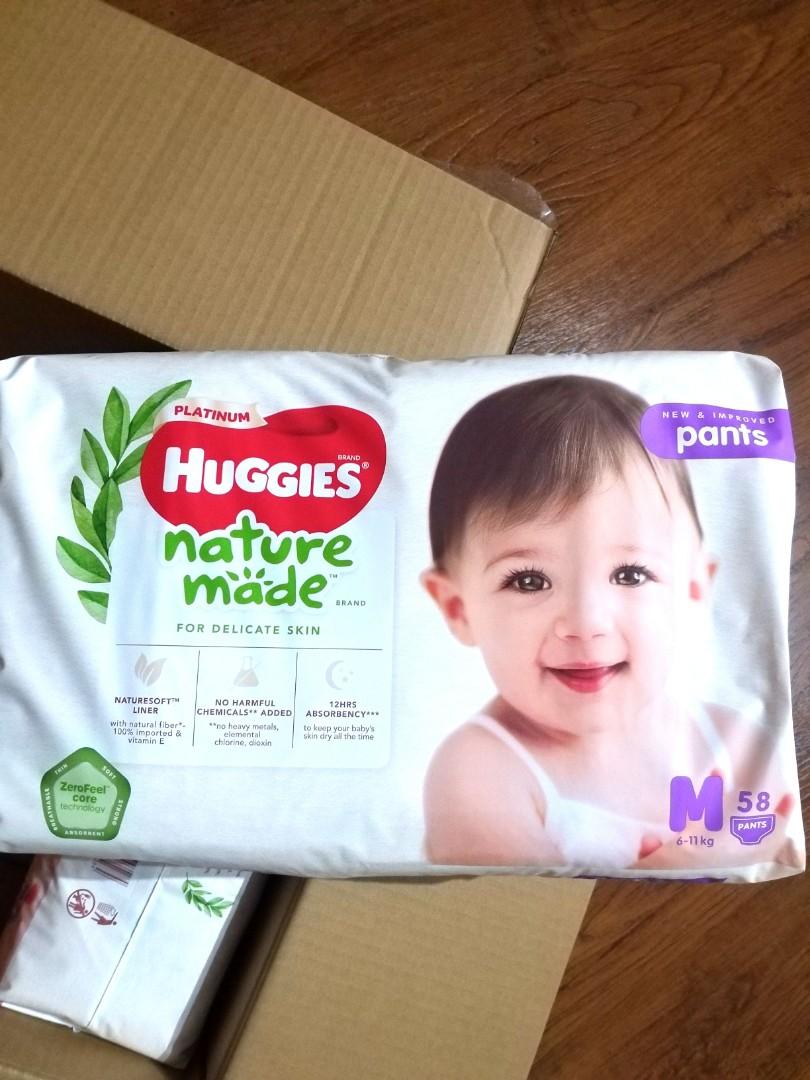 Huggies platinum naturemade pants diaper M, Babies & Kids, Bathing ...