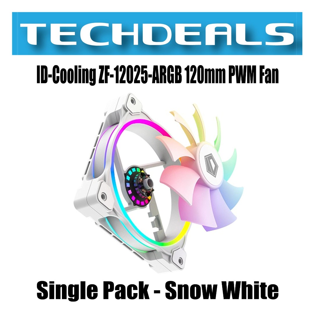 ID-Cooling ZF-12025-ARGB 120mm PWM Fan Single Pack - Snow White ...