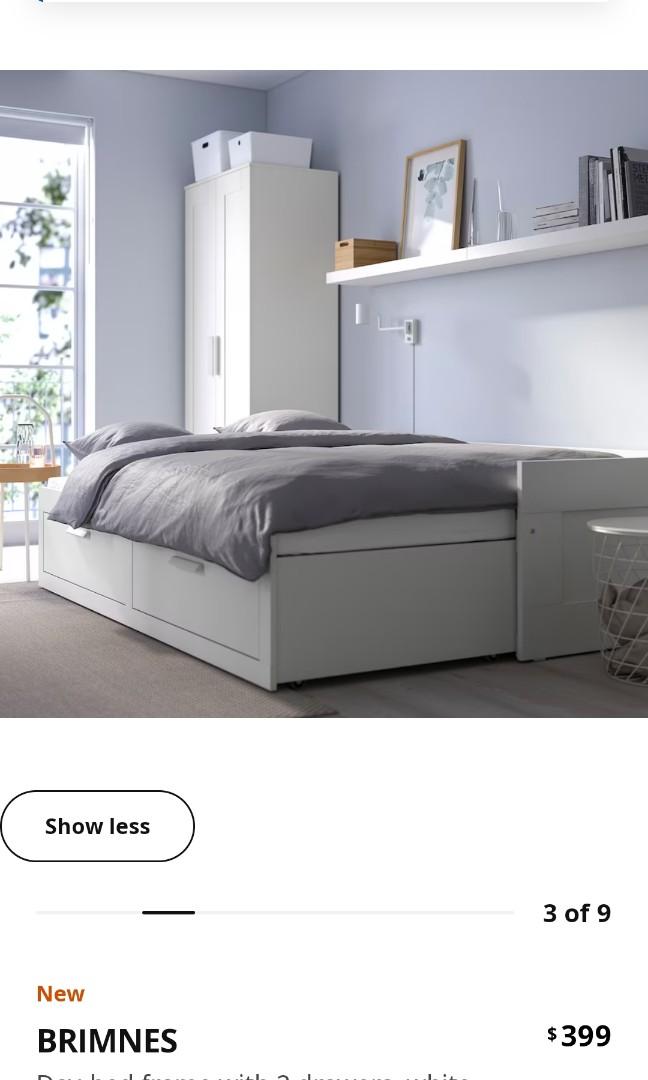 Ikea Brimnes extendable bed frame, Furniture & Home Living, Furniture