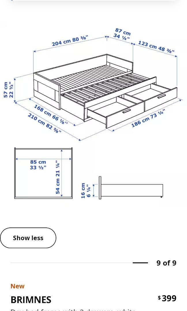 Ikea Brimnes extendable bed frame, Furniture & Home Living, Furniture