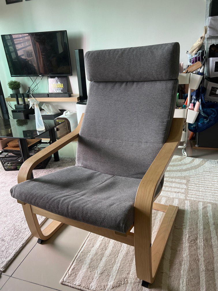 Ikea poang shop chair cover grey