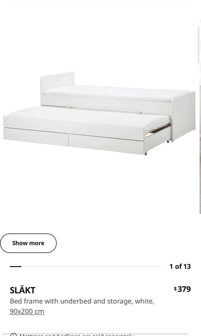 Ikea Single Bedframe with pull out mattress and storage, Furniture & Home Living, Furniture