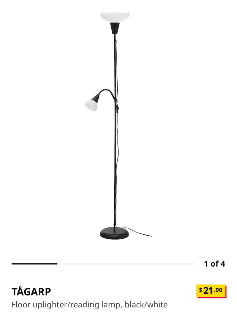IKEA Standing Lamp with bulbs, Furniture & Home Living, Lighting & Fans
