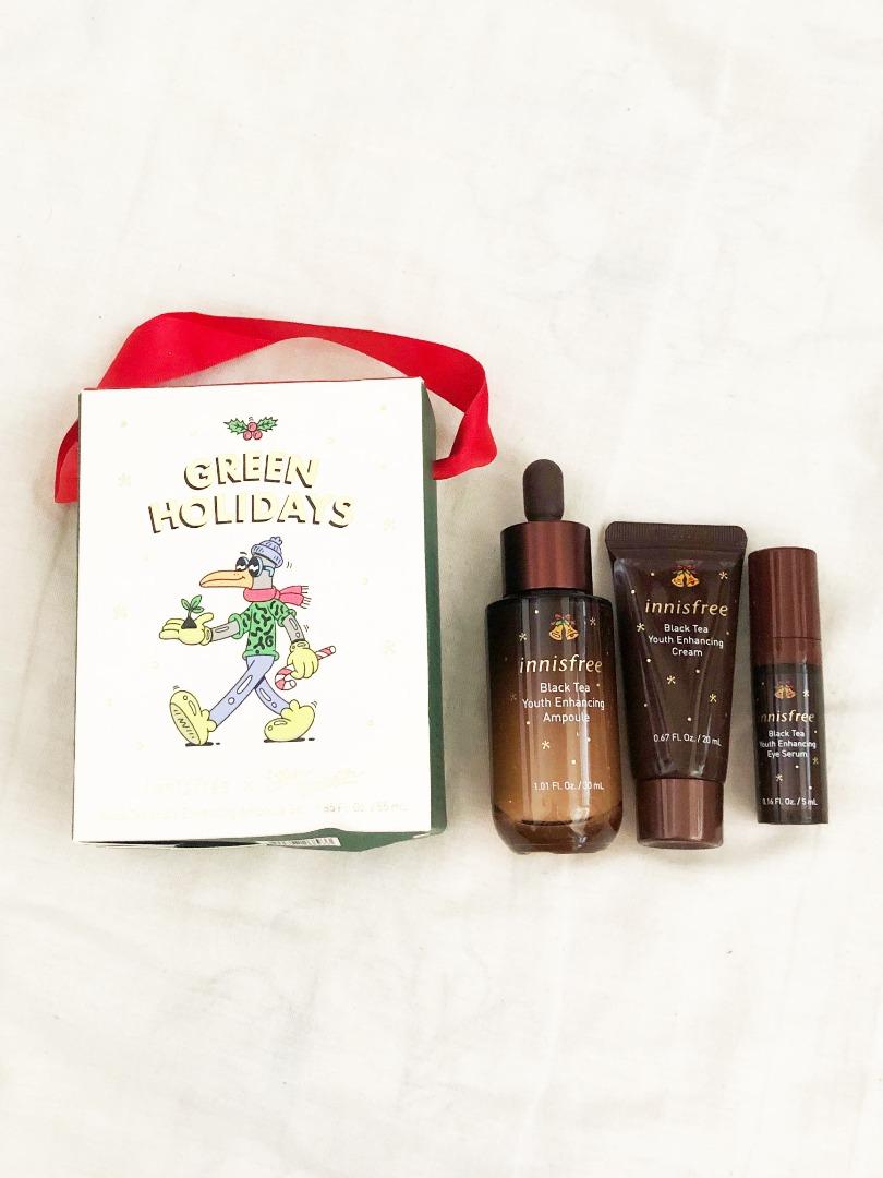 Innisfree X Steven Harrington 限量版black Tea Youth Enhancing Ampoule Set紅茶逆時活膚修復精華套裝55ml 美容 化妝品 健康及美容 皮膚護理 面部 面部護理