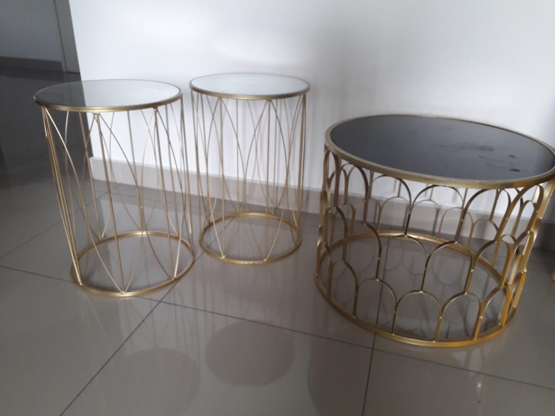 Iron Glass Table Stand( Full Set)!!, Furniture & Home Living, Furniture
