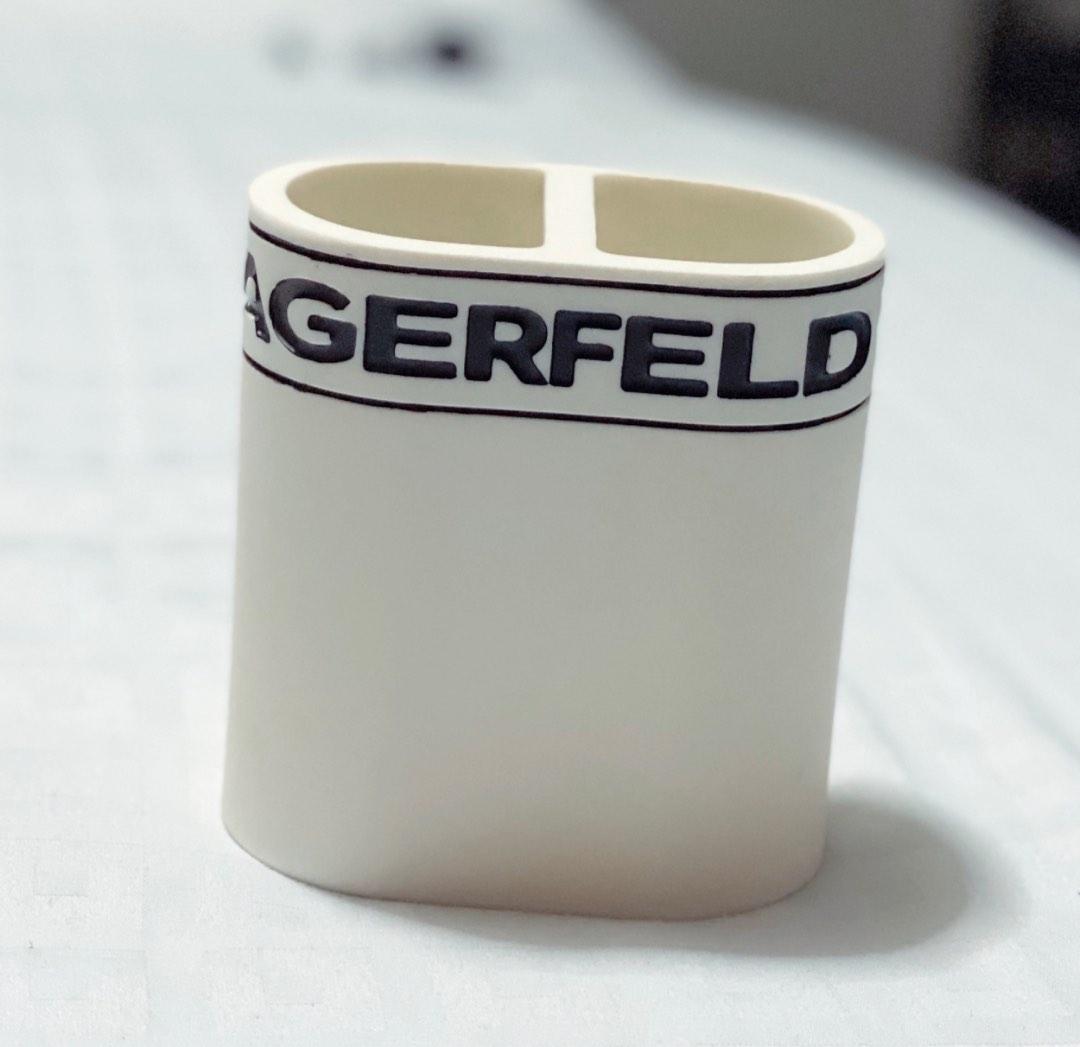 Karl Lagerfeld Paris Bathroom Accessories (Category: Bath) located in Quezon City. Submitted by flybuys_carl (Listing ID 1180405376, Image 3). Description: 4-piece set Karl Lagerfeld Ceramic Bathroom Essentials Soap / Lotion dispenser, soap dish, toothpaste holder, 2 slot toothbrush holder Beatiful and elegant addition to your bathroom. Sold as set .
