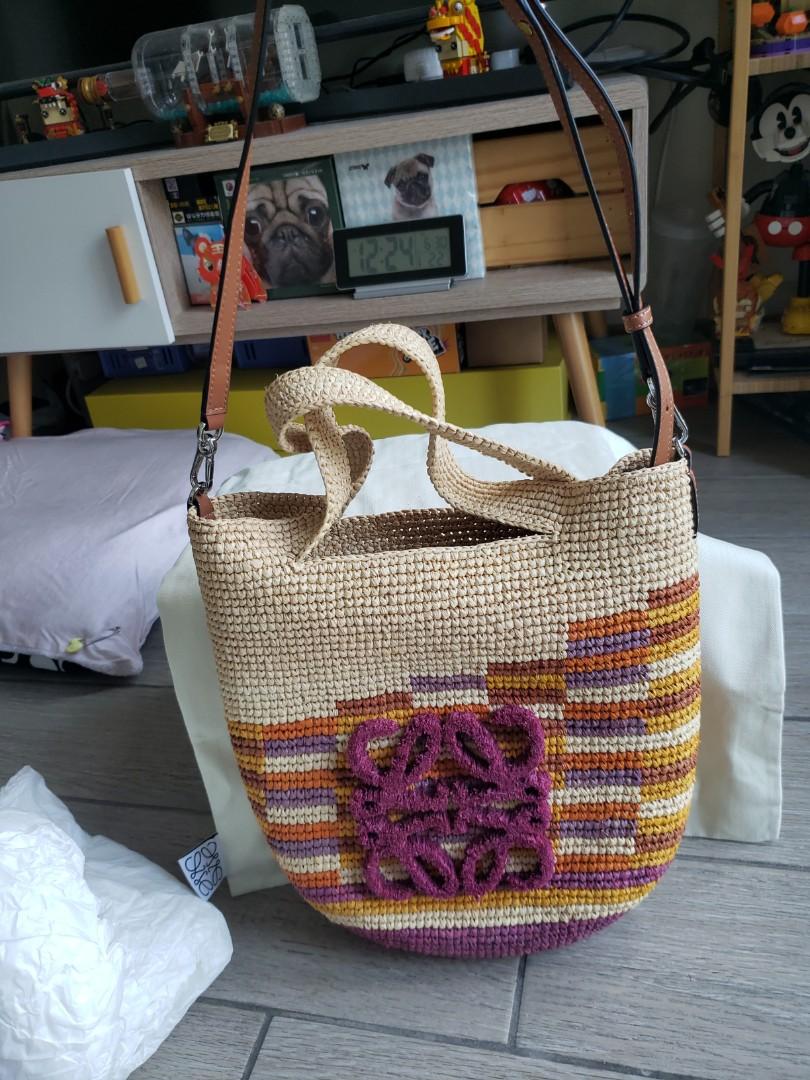 Mini Slit bag in raffia and calfskin