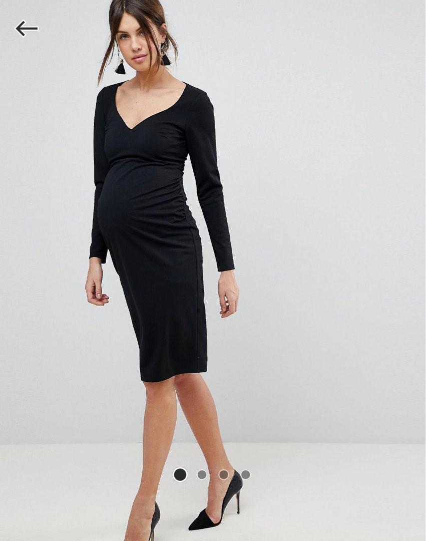 Maternity Photoshoot Black Bodycon Dress, Women's Fashion, Maternity ...