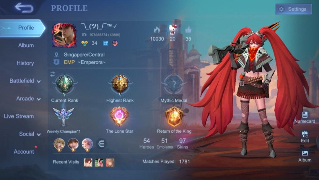 Mobile Legends Account, Video Gaming, Gaming Accessories, Game Gift