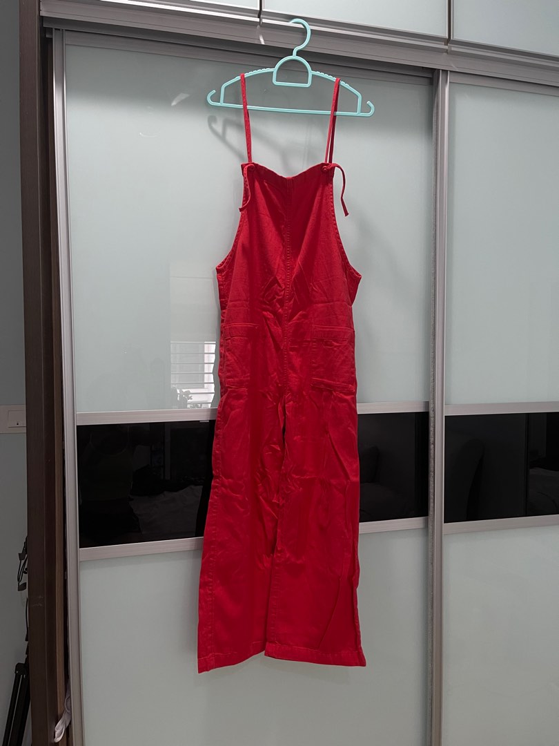 Monki red jumpsuit clearance