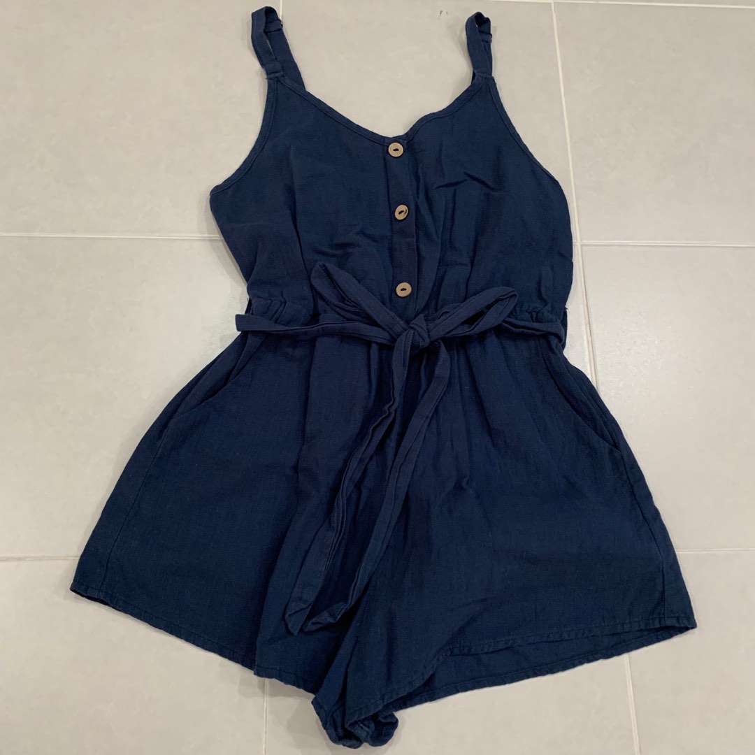 Navy blue romper, Women's Fashion, Dresses & Sets, Rompers on Carousell