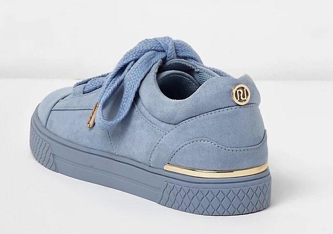 NEW River Island Chunky Light Blue Suede Sneakers Women s