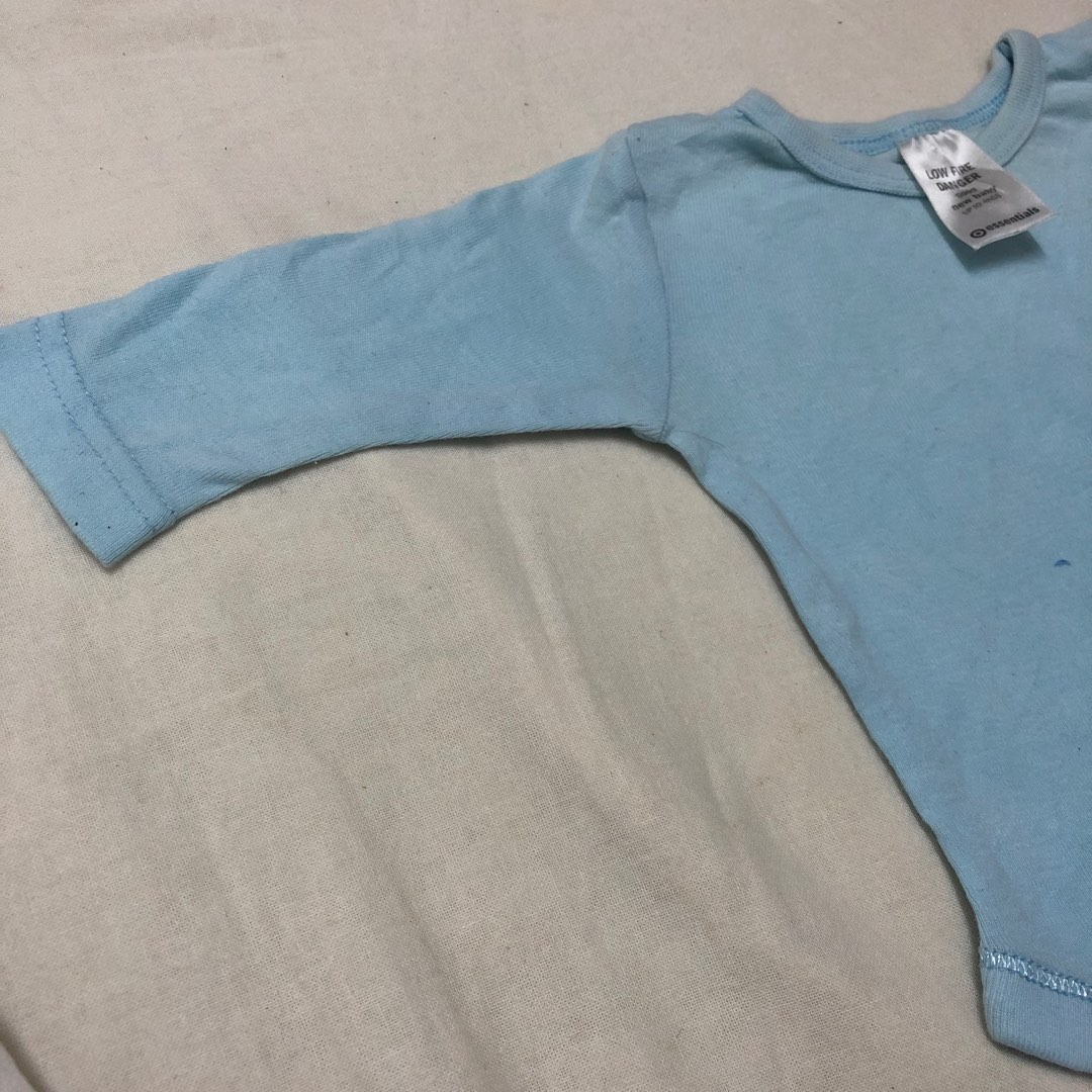 NEWBORN BABY BLUE ROMPER LONG SLEEVE LOW FIRE DANGER, Babies & Kids