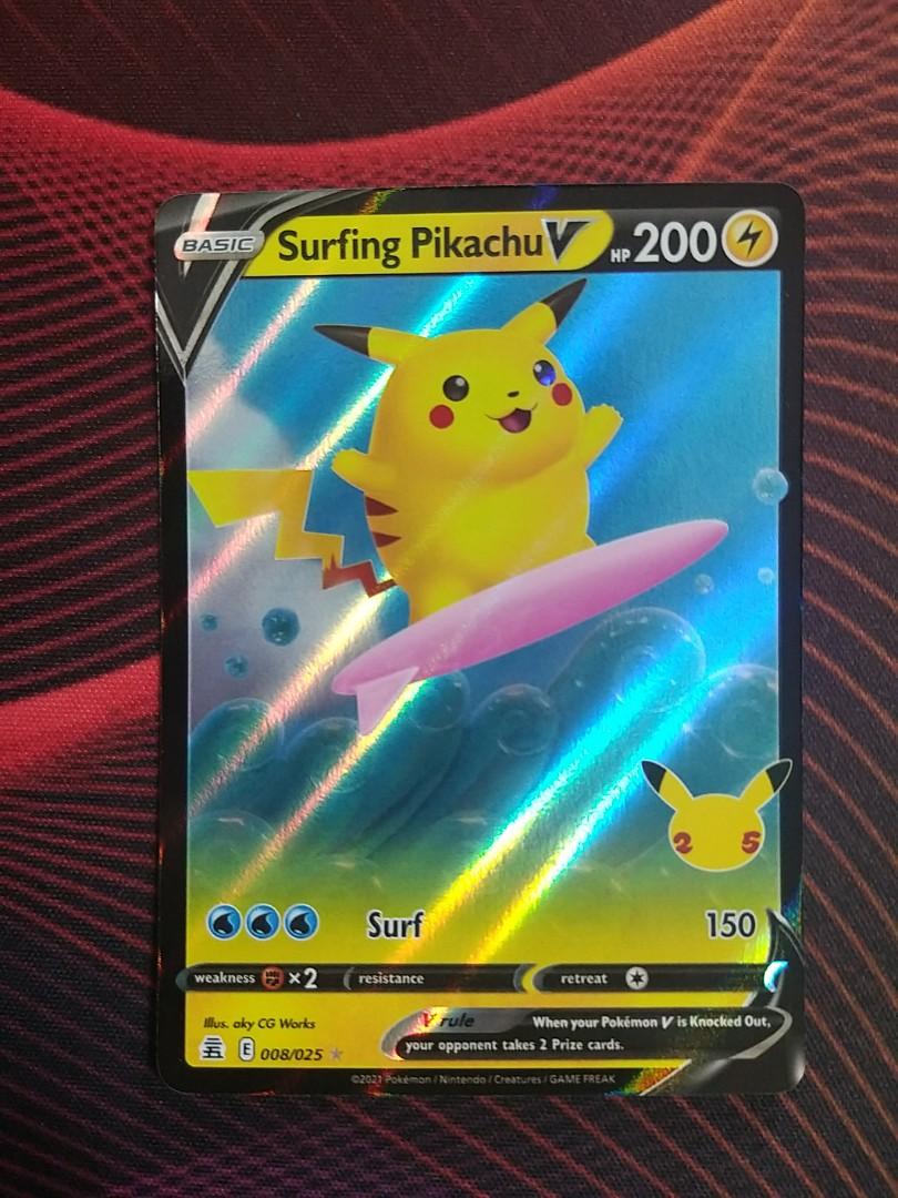 Pokemon Card Surfing Pikachu V 8/25, Hobbies & Toys, Toys & Games on