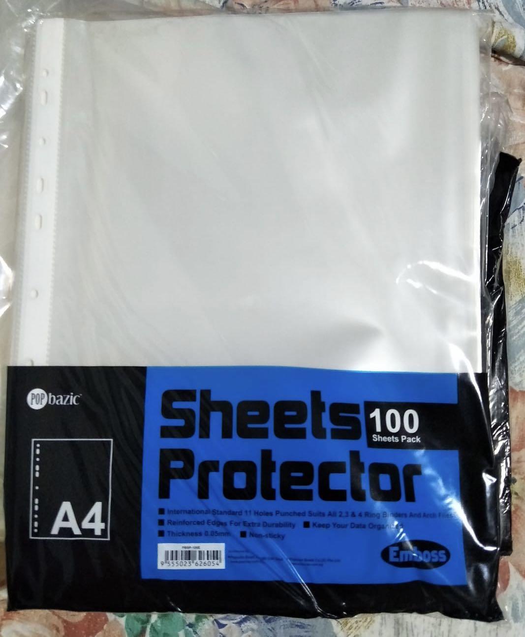 Pop bazic A4 clear sheet protector (100pcs), Hobbies & Toys, Stationery ...