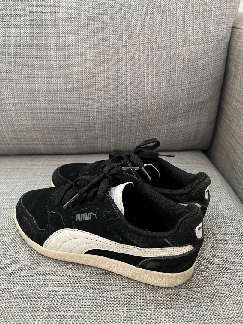 Puma black sneakers with white stripe Women s Fashion Footwear