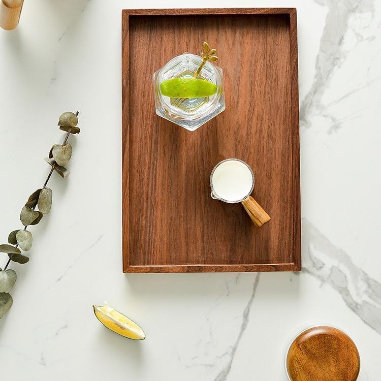 Rectangular Acacia Wood Serving Tray, Decorative Ottoman Rustic Tray