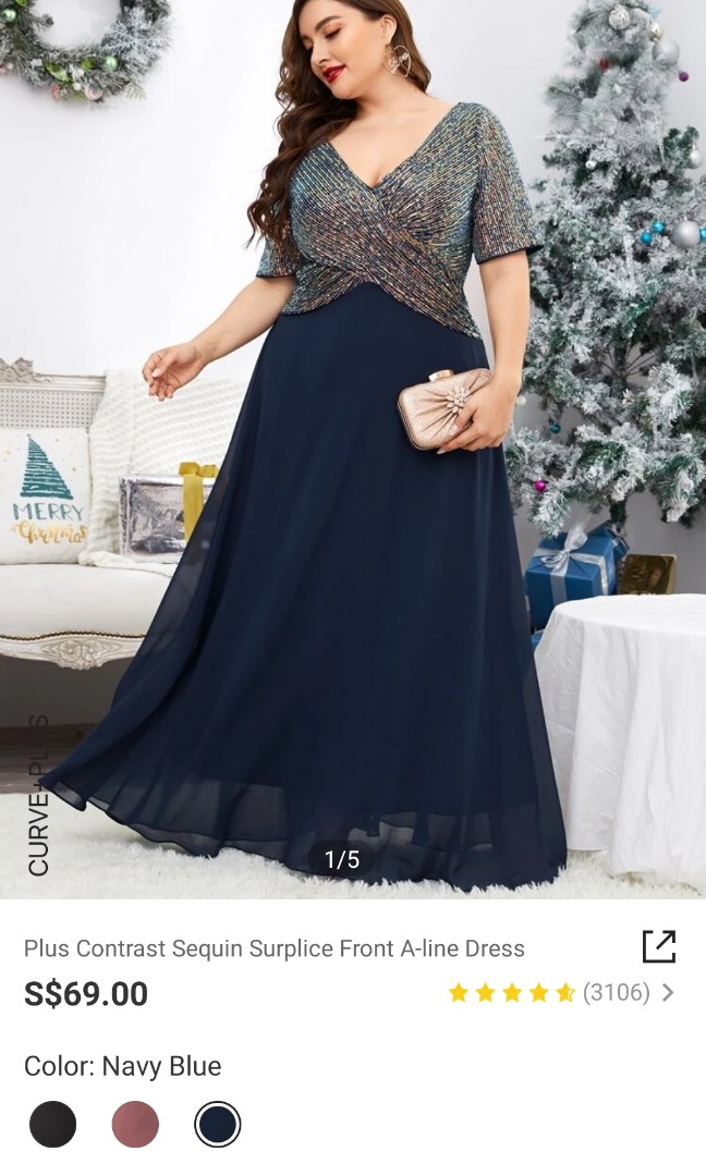 SHEIN PLUS SIZE VINTAGE DESIGN MAXI DRESS, Women's Fashion, Dresses & Sets,  Evening dresses & gowns on Carousell