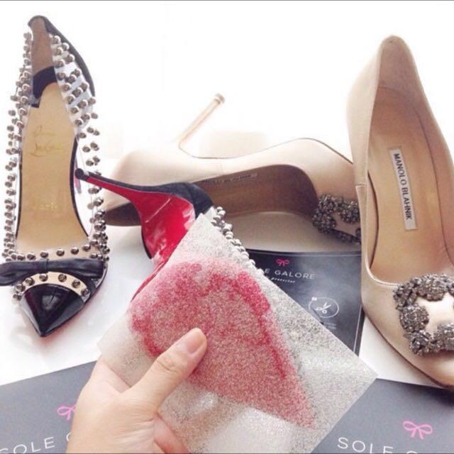 Sole protector (Category: Sneakers & Footwear) located in Singapore. Submitted by luxeaide_ (Listing ID 29246778, Image 3). Description: Protect your soles from scratches and dirts Sole protector - $30 (heels) / $34 (flats) with free normal mail Tags : Louboutin , heels , ferragamo , manolo blahnik , charlotte olympia , sole , saint laurent , LV , louise vuitton.