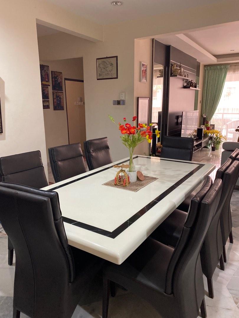 Solid 8 Seater Dining Table (with 8 chairs), Furniture & Home Living