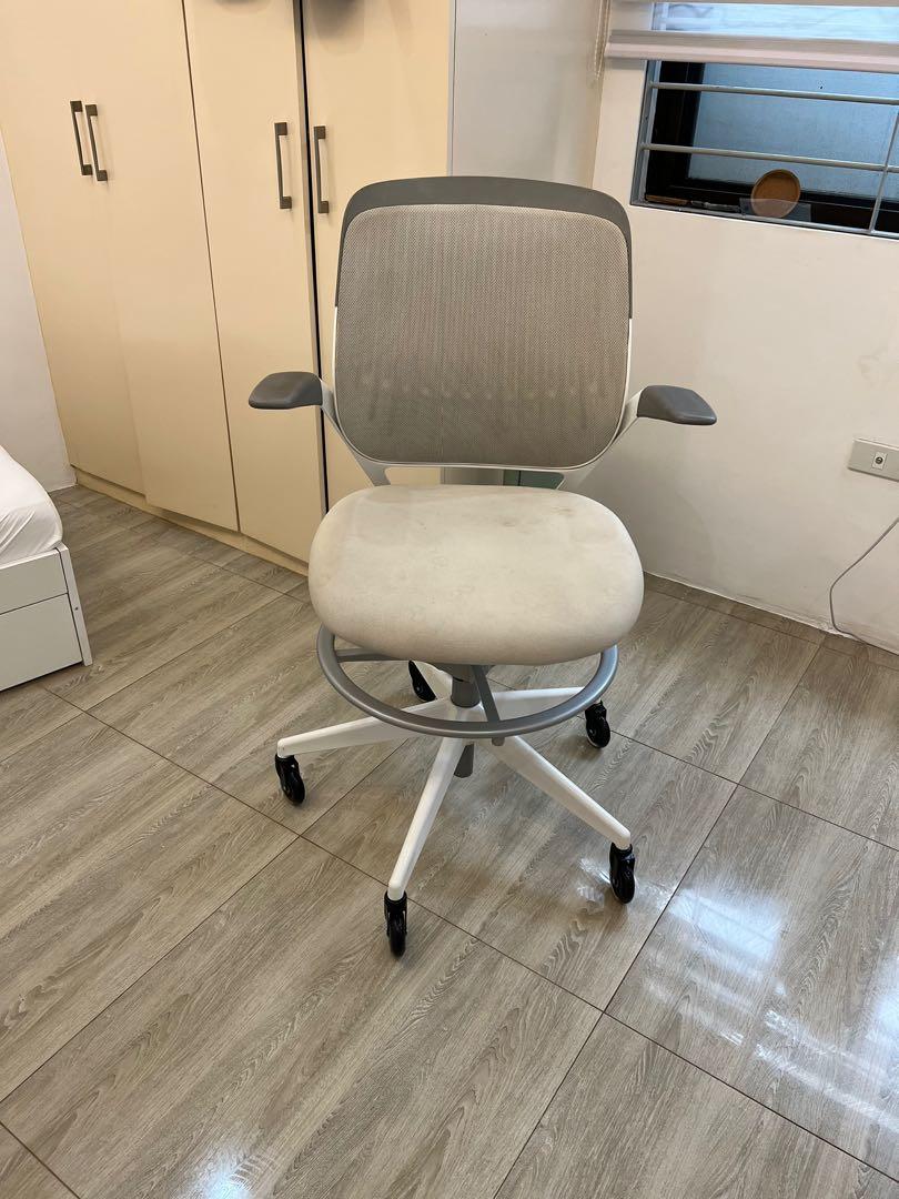 Steelcase Ergonomic Office Chair White Base with Casters Cobi Stool
