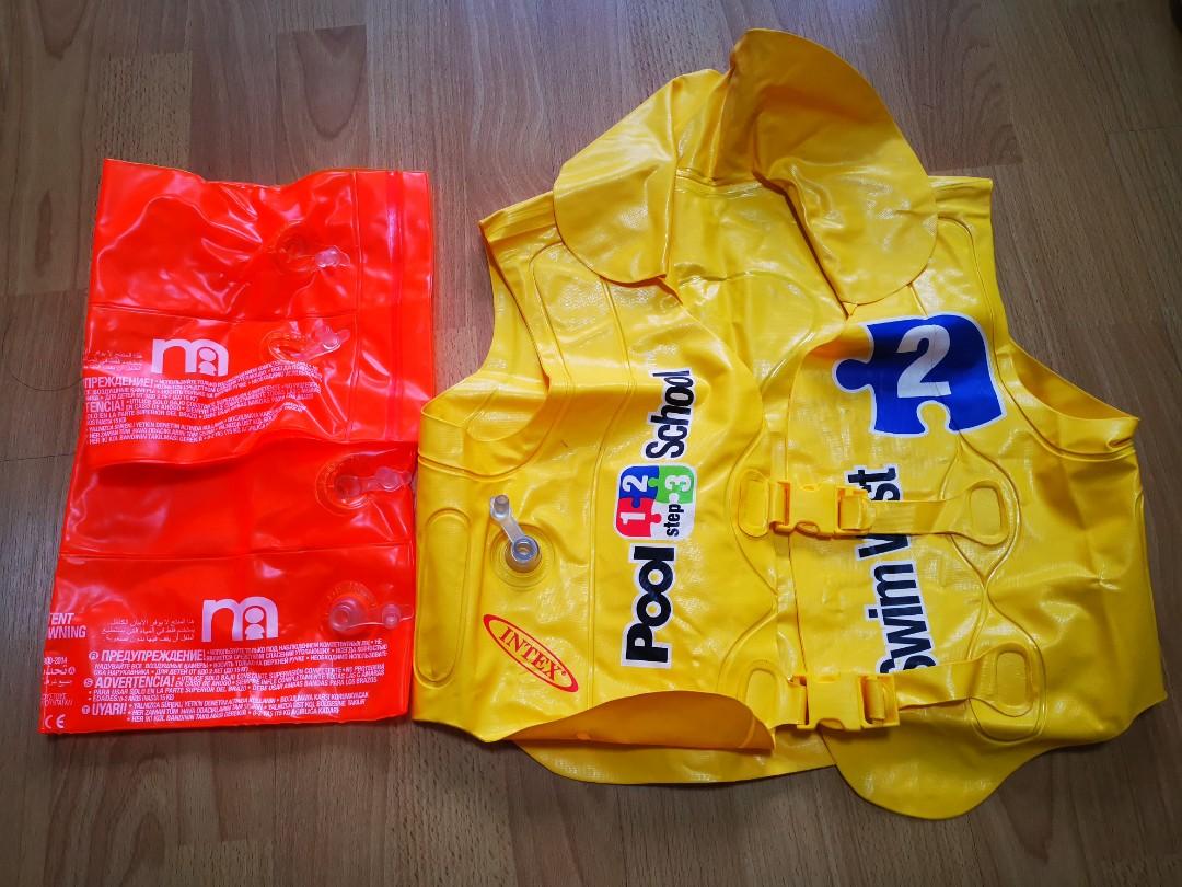 Swimming arm float + vest, Babies & Kids, Babies & Kids Fashion on