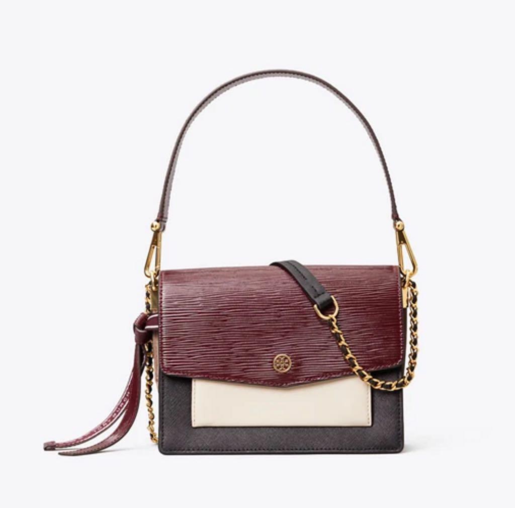 Tory Burch Robinson Mixed Material Shoulder Bag Women s Fashion