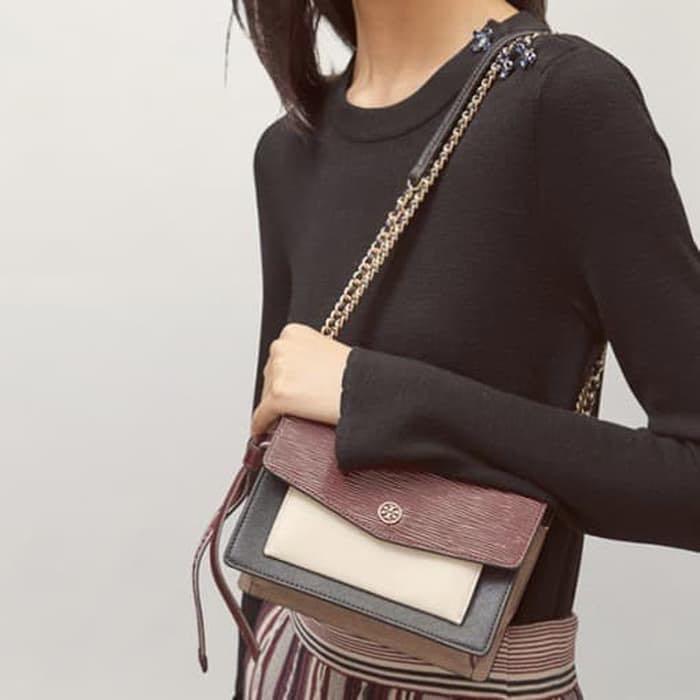 Tory burch robinson mixed top material convertible shoulder bag