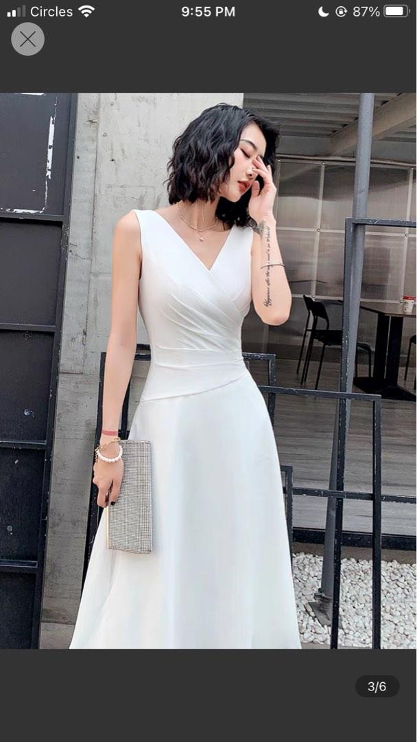 White cheap chiffon gown