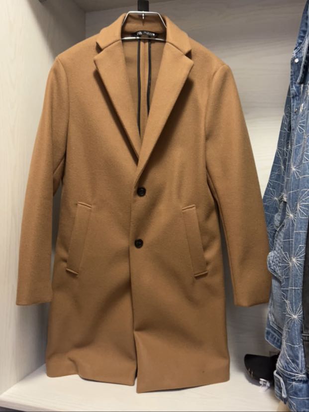 ZARA Man Khaki Wool Coat Autumn Winter Jacket