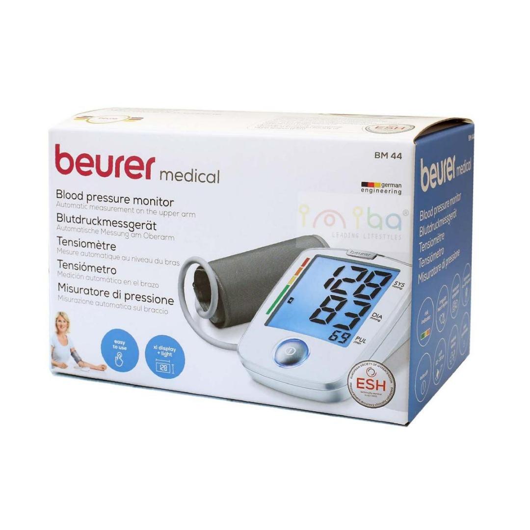 全新現貨 德國製 beurer BM44 單按鍵操作 很適合年長者使用 藍色背光顯示大螢幕量測值清晰易讀取提供心跳不規律警示功能並有WHO血壓 ...