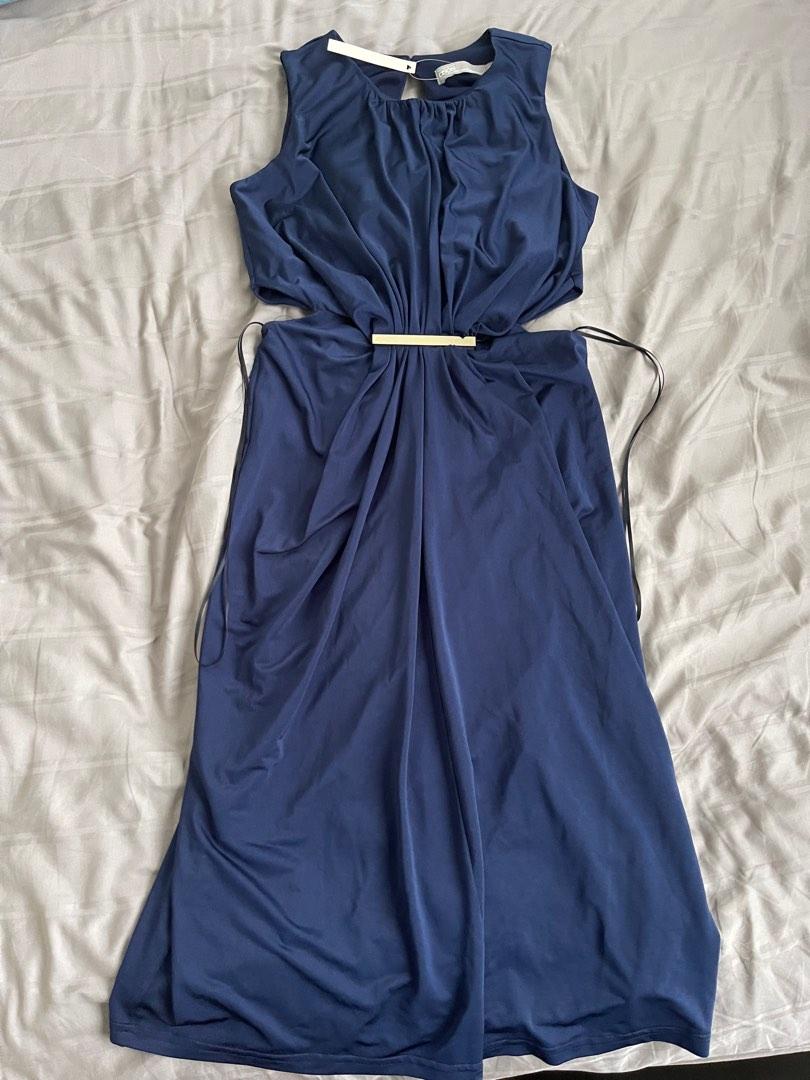 princess polly baby blue dress Navy Banana Republic Linen Midi Dress by Banana Republic