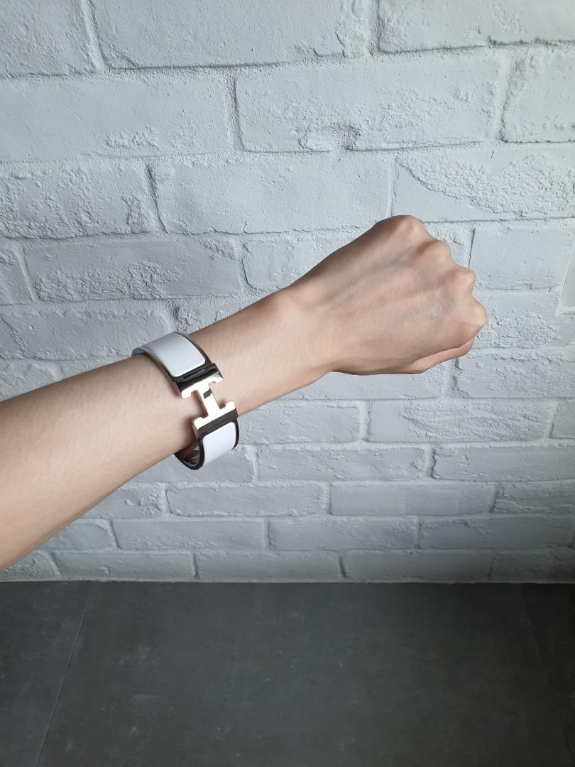 Hermes bracelet white and silver best sale