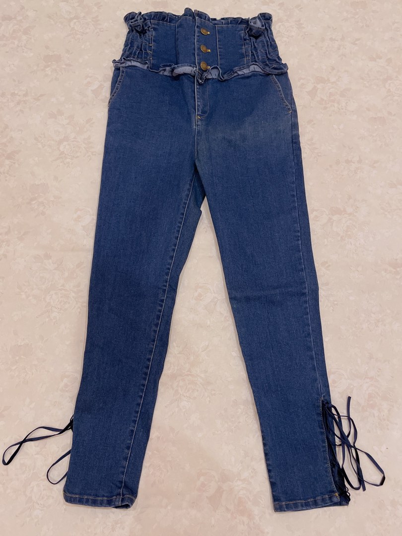 Authentic Liz Lisa High Waist Ribbon Jeans Women s Fashion