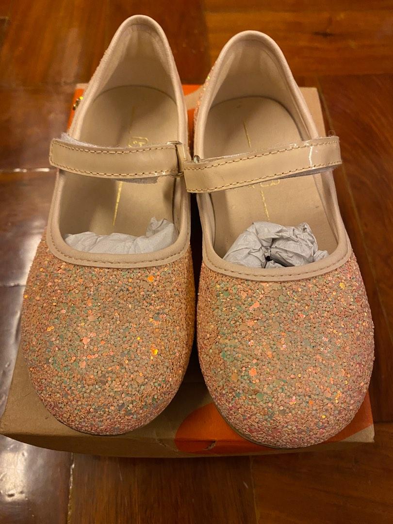 Bibi Glittery Champagne Flat Shoes