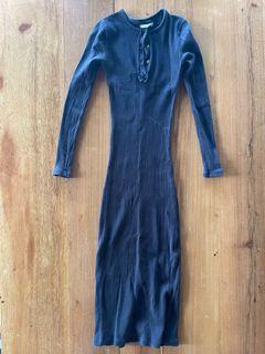 Black long sleeve ribbed dress