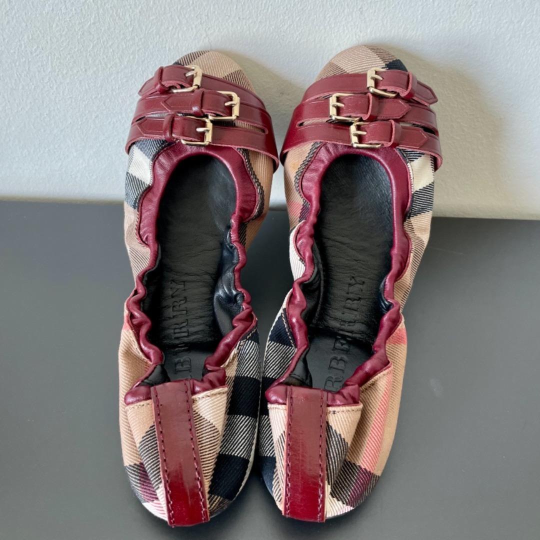 Burberry Bridle Housecheck Falcony Ballerina Flats