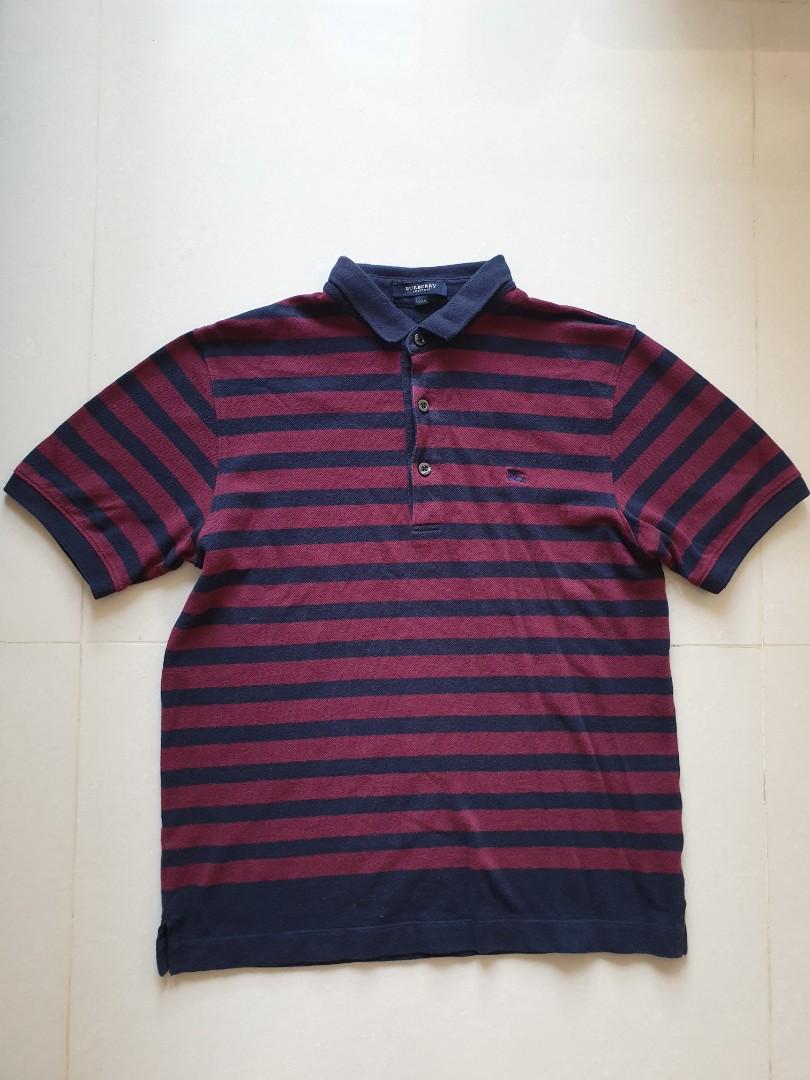Auth Burberry Stripe Polo T Shirt TOP Luxury Apparel on Carousell