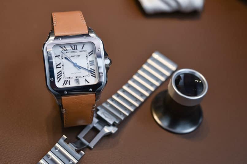 Cartier santos with clearance leather strap