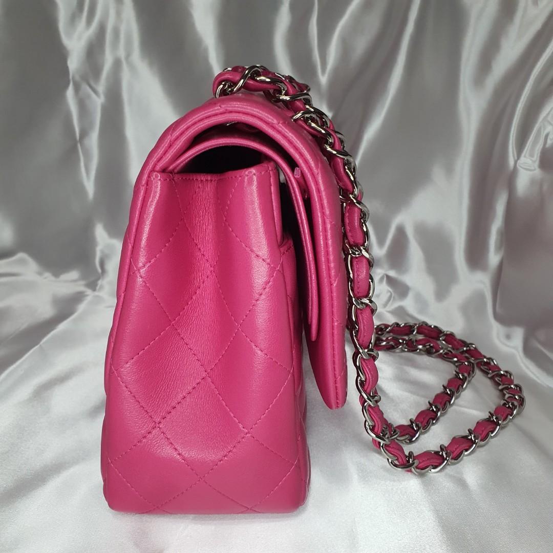 Chanel Classic Double Flap (Category: Luxury Bags & Wallets) located in Paranaque City. Submitted by my_travelfinds (Listing ID 1180566781, Image 3). Description: Chanel Classic Double Flap Jumbo Color: Hot Pink Hardware: Silver Leather: Lambskin Series: 19 Inclusions: dustbag, entrupy cert, authenticity card, holo intact Please manage your expectations when buying a preloved bag. No return/No exchange unless the item is proven fake by a certifie