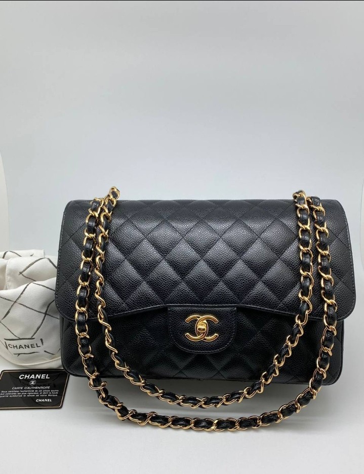 Chanel 19 Dark Beige Large (Jumbo) Middle Size, Preowned in