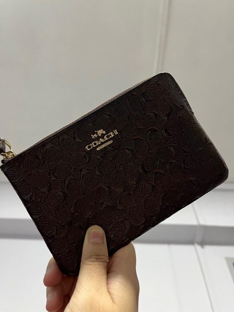 Coach Corner Zip Wristlet In Signature Debossed Patent Leather F58034