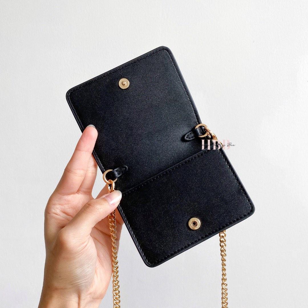 Coach Mini Wallet on Chain in Signature Canvas Brown Black, Barang Mewah, Tas & Dompet di Carousell