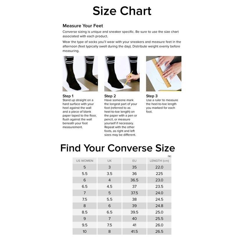 Converse sock size chart store