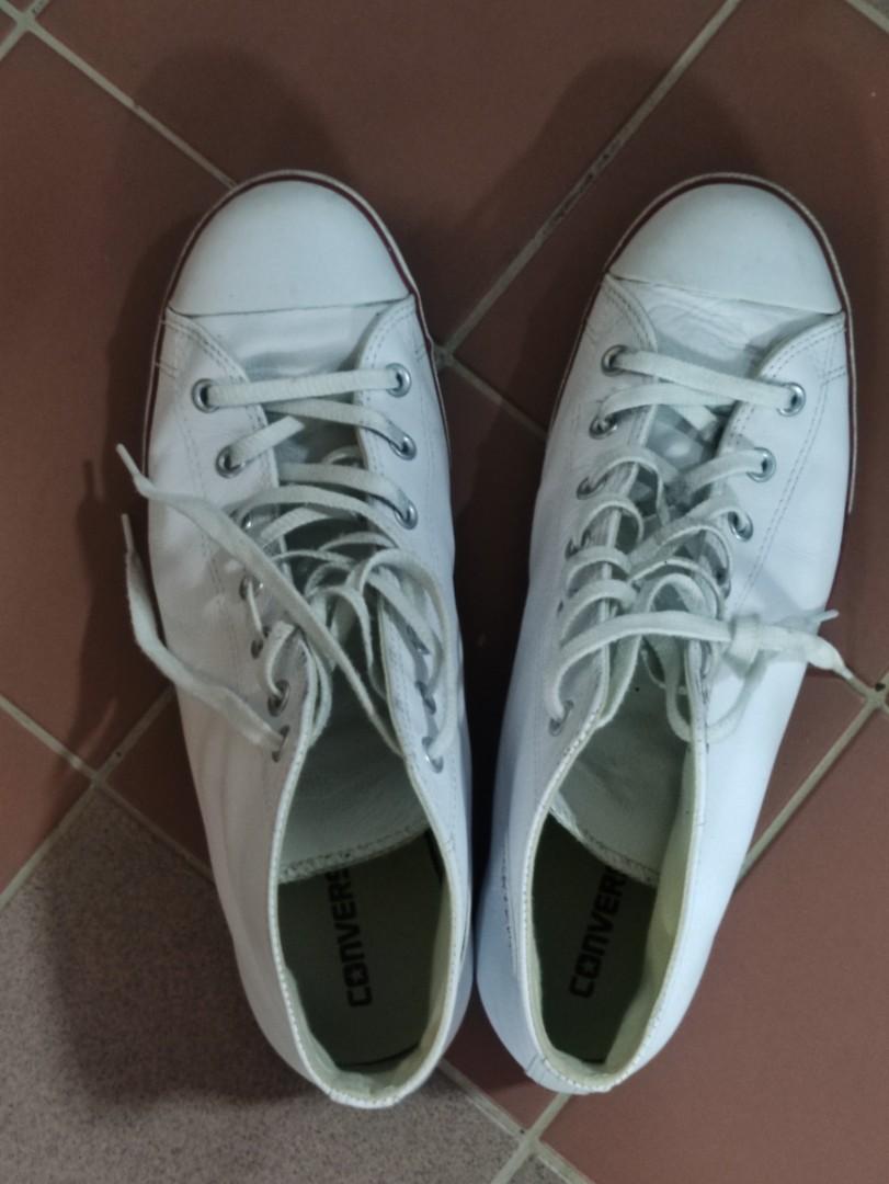 White leather mid top converse hotsell